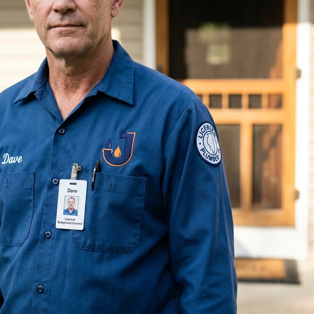 Licensed plumber showing ID badge in Holland, NY