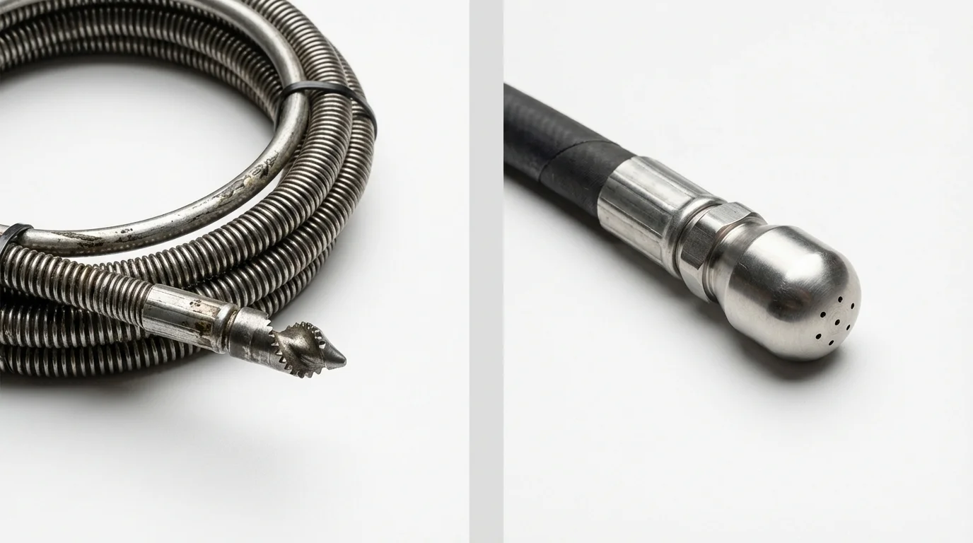 Drain snake cable and hydro jetting nozzle used for drain cleaning in Holland, NY