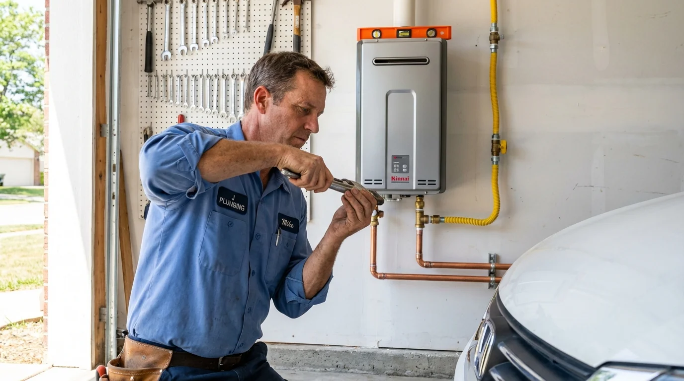 Tankless water heater installation by a Johns Plumbing LLC plumber in Holland